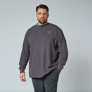 North Latitude / North Latitude Denim GRANDAD T-SHIRT LS T-shirt LS 0080 Dark Grey Charcole