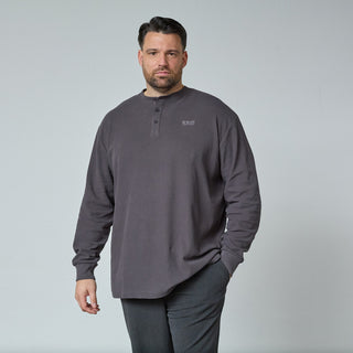 North Latitude / North Latitude Denim GRANDAD T-SHIRT LS T-shirt LS 0080 Dark Grey Charcole