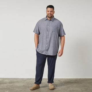 North Latitude / North Latitude Denim Linen Shirt Melange Shirt SS 0580 Navy Blue