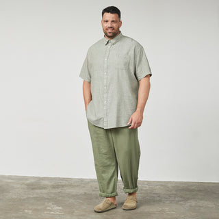 North Latitude / North Latitude Denim Linen Shirt Melange Shirt SS 0660 Olive Green
