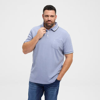 North Latitude / North Latitude Denim North Latitude pique polo contrast striped collar Polo SS 0520 Light Blue