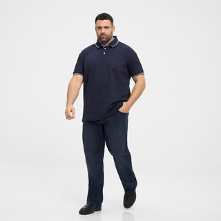 North Latitude / North Latitude Denim North Latitude pique polo contrast striped collar Polo SS 0581 Night Sky