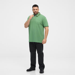 North Latitude / North Latitude Denim North Latitude pique polo contrast striped collar Polo SS 0640 Mid Green