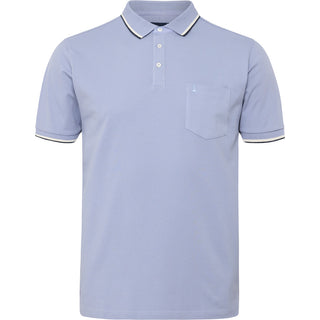 North Latitude / North Latitude Denim North Latitude pique polo contrast striped collar Tall Polo SS 0520 Light Blue