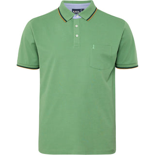 North Latitude / North Latitude Denim North Latitude pique polo contrast striped collar Tall Polo SS 0640 Mid Green