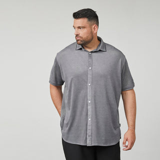 North Latitude / North Latitude Denim Pique Shirt Melange SS Shirt SS 0540 Mid Blue