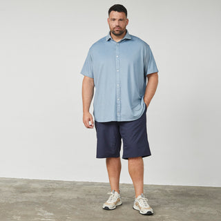 North Latitude / North Latitude Denim Pique Shirt Melange SS Shirt SS 0580 Navy Blue