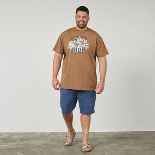 North Latitude / North Latitude Denim Printed t-shirt T-shirt 0720 Camel