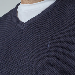 North Latitude / North Latitude Denim V-NECK PINEAPPLE KNIT Sweater 0580 Navy Blue