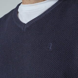 North Latitude / North Latitude Denim V-NECK PINEAPPLE KNIT Sweater 0580 Navy Blue