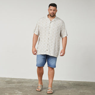 North Latitude / North Latitude Denim Viscose Shirt Cuba Collar Shirt SS 0730 SAND